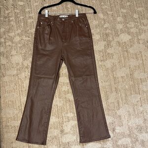 Daze Brown Faux Leather Pants